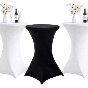 Stretch Fabric Table Cover - 32" Round, Black & White